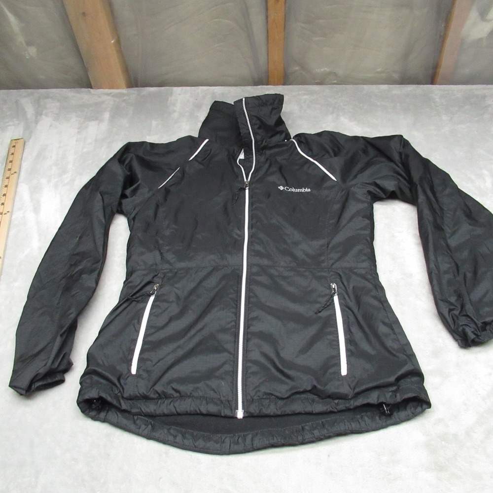 Columbia Jacket Womens XS Black Fleece Lined Full Zip Windbreaker Switchback III
